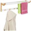 Relaxdays Portasciugamani da Parete, HLP 22x60x20 cm, Mensola da Bagno con Aste per Asciugamani e Ripiano Bianco Marrone