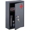 Relaxdays Armadietto Pronto Soccorso per Medicinali, Cassetta con Chiusura di Sicurezza, 32x21,5x9,5 cm, Grigio Rosso