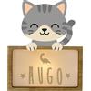 WONDEE Lampada Personalizzata Con Nome - Luce Notturna Bambini Gatto, Regalo Neonato Maschio e Femmina, Regalo Battesimo Bambina e Bimbo, Regali Personalizzati Bambino e Bimba (include cavo USB C)