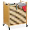 Relaxdays Cesto Portabiancheria, 2 Sacchi 28 l, per Panni Sporchi, con Ruote, HLP 66,5x54x35 cm, bambù, Naturale Grigio