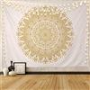Edeesky Weißer goldener Mandala-Wandteppich, Wandbehang, psichedelisches Medaillon, Wandteppich, ästhetisch, indisches Hippie-Wanddekoration, böhmische Wandkunst, Wohnzimmer, Wohnheim