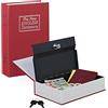 Relaxdays Libro Cassaforte, Cassetta Sicurezza, Rivestita in Acciaio, 2 Chiavi, Dizionario, 24x15,5x5,5 cm, Rosso