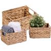 Relaxdays Cestino Portaoggetti in Giacinto d'Acqua Intrecciato, Set 3 Cesti da Bagno e Armadio, Aspetto Vimini, Naturale