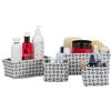 Relaxdays Cestini Bagno Portaoggetti, Set 4 Organizer Universali Design Intrecciato, Box Salvaspazio, Bianco-Grigio