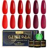 INPING Smalto Semipermante Unghie HEMA-FREE TPO-FREE, 6 Colori Rosso Glitter Series Scuro San Valentino Serie Kit Semipermanente Unghie, Soak-Off UV Art Design Vacanze Manicure Natalizio Regalo, 8 ML
