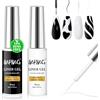 INPING Liner Smalto Semipermanente Unghie HEMA-FREE TPO-FREE, 2 Colori Bianco Nero Liner Verniciato Gel Pennello Sottile per Nail Art in Gel Liner Kit Per Disegno, Decorazione Francese Manicure, 8 ML