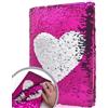 GINMLYDA Diario Segreto Bambina Paillettes, 20,5x14cm 80 Fogli a Righe Rosa Cuore Quaderno Appunti Ragazza Paillettes Reversibile Glitter Diario Segreto Bambino Regalo Bambina 6 7 8 9 10 11 12Anni