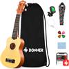 Donner Ukulele per Bambino Principiante Soprano Ukulele Kit 21 Polllici con Custodia Corde Ukelele Hawaiano Online Lezione Colore Naturale
