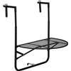 Outsunny Tavolo da Ringhiera Pieghevole, Metallo, Altezza Regolabile, Ideale per Balconi, 60x60x57-72cm, Nero|Aosom