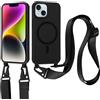 Jrkvniv Cover per iPhone 14 Plus con Cordino, Custodia con Regolabile Laccio Collana Tracolla, Ultra Sottile Silicone Antiurto AntiGraffio Protettiva Case per iPhone 14 Plus, Nero
