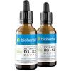 BIOHERBA Vitamina D3 + K2 Gocce - Formula ad alto dosaggio con MK-7 e olio MCT | 2 * 50 ml Vegano e senza additivi - Bioherba