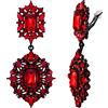 EVER FAITH Orecchini Clip-on Art Deco Vintage Stile Gatsby Lampadario pendente orecchini per donne Ragazze Rosso Nero-fondo