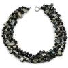 Avalaya Collana con 3 file di conchiglie nere e perle di vetro, lunghezza 48 cm, Misura unica, conchiglia