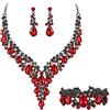 Clearine Donna matrimonio sposa austriaco cristallo Teardrop fiore cluster collana orecchini e bracciale set di gioielli per ballo