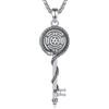 EUDORA Harmony Ball Collana con Chiave Della Ruota di Ecate in Argento Sterling per Donna, Ciondolo con Sigillo di Strega di Ecate, Serpente e Chiave Amuleto pagano regalo di gioielli, 20+2