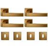 bricoleva.it 2 Coppie Maniglie Porta Interna Bronzata Disponibile in più Varianti - Maniglia Quadrata Colore Bronzo (Lia - 2 Coppie)
