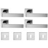 bricoleva.it 2 Coppie Maniglie Porta Interna in Cromo Satinato Disponibile in più Varianti - Maniglia Quadrata Cromo Satinata per Porta (Grace - 2 Coppie)