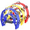 ZOENHOU Set di 3 Tamburelli a Mezzaluna con Doppia Fila di Sonagli in Metallo, Plastica PP, 23x20 cm, Strumento a Percussione per Feste e Lezioni di Musica (Rosso, Giallo, Blu)