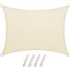 LARMNEE PES 3 x 4 m Tenda Parasole, Vela Ombreggiante, da Sole Blocco di 93% UV, Resistente all'Acqua Fino ad Almeno 1000 mm Protezione Occhielli Metallici, per Giardino, Beige EWH34SP02