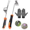 Anyingkai 2 Pezzi Estirpatore Erbacce Manuale,Sarchiatore per Erbacce,Manuale con Manico in Gomma,Giardinaggio Attrezzi Inox per Rimuovere Le Erbacce dal Giardino