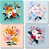 NEWENMO 4 Pezzi Dipingere con i Numeri,Fiori Dipingi con i Numeri con Telaio,Bellissimi Fiori Paint by Numbers,DIY Pittura a Olio Kit per Decorazione Casa 20x20cm