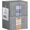 Eyeleaf Scatole Rigide per Armadio XXL 2 Pezzi (24L/66L/100L) con Rinforzi Metallici - Organizer Salvaspazio, Contenitori Impilabili per Vestiti e Accessori