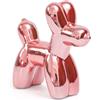 Notakia Statua in ceramica a forma di cane con palloncino rosa, decorazione artigianale per soggiorno e scrivania, fatta a mano, moderna, piccola statua in ceramica a forma di animale, ornamento per