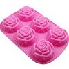 fuxunamz Stampo in silicone multifunzione a 6 cavità Rose, stampo per dolci, stampo per cioccolato, stampo per sapone fatto a mano fai-da-te, stampi per sapone in silicone, per preparare muffin, budino, ecc.