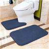 VANZAVANZU Set Tappeti Bagno 2 Pezzi Antiscivolo Tappetini Bagno Assorbente Addensato Tappeti da Bagno Ultra Morbido Soffice Microfibra - 50 x 80cm Appetino da Bagno + 50 x 60cm Tappeto WC (Blu Navy)