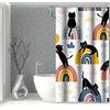SDOTPMT 90x183cm Carina Animale Tenda da doccia Astratto cartone animato Nero Gatto Colorato Arcobaleno Tenda da bagno Buffo Animali domestici Tenda doccia Poliestere per Bambino Bagno con ganci