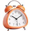 fesoklaf Sveglia a doppia campana metallica senza ticchettio, silenziosa sveglia retrò-vintage con funzione luce notturna per chi ha il sonno pesante (Arancione)