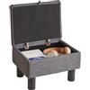 Aibiju Piccolo Pouf Poggiapiedi con Contenitore, Pouf in Tessuto di Lino con Gambe in Legno, Sgabello per Cambiare Scarpe per Soggiorno e Camera da Letto, Grigio Scuro, YD-JD1363