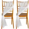 Wisafory 2 fiocchi per sedia, in organza, per sedie, in tessuto di tulle, decorativi, per sedie, in tulle, decorazione per matrimoni, feste, colore bianco, 100 cm x 150 cm