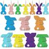 DETENE Coniglietto Pasqua Colorato 35 Pezzi, Ornamenti Pasquali in Legno, Coniglietto di Pasqua in Legno da Appendere per Giardino Casa