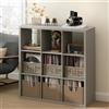 Furinno CUBICLE Mobile per Giradischi con Raccoglitore per Vinili, 9-Cube 1.2 Extra Spesso Raccoglitore per Dischi in Vinile, Scaffale Multimediale Aperto sul Retro per CD DVD Dischi, Grigio Chiaro