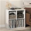 Furinno CUBICLE Mobile per Giradischi con Raccoglitore per Vinili, 4-Cube 1.2 Extra Spesso Raccoglitore per Dischi in Vinile, Scaffale Multimediale Aperto sul Retro per CD DVD Dischi, Bianco