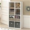 Furinno CUBICLE Mobile per Giradischi con Raccoglitore per Vinili, 8-Cube 1.2 Extra Spesso Raccoglitore per Dischi in Vinile, Scaffale Multimediale Aperto sul Retro per CD DVD Dischi, Bianco