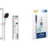 GROHE Vitalio Comfort 110 QuickFix & QuickGlue S - Set doccia (doccia quadrata da 11 cm, 2 getti, flessibile da 1,75 m, asta da 60 cm), facile da montare, cromo, 2639810E