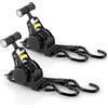 VIDETOL 2 cinghie di serraggio automatiche, 2,5 cm x 3,3 m, cinghie di tensione automatiche, 680 kg, resistenza alla rottura, cinghie a cricchetto con maniglie ergonomiche per rimorchi, moto, kayak
