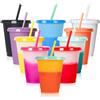 BORDEAG 10 Pezzi Bicchieri Di Plastica Riutilizzabili, 16 Oz/473 Ml Bicchieri Con Cannuccia E Coperchio, Tazza Cambia Colore, Per Acqua Ghiacciata Caffè (10 Colori)
