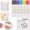 PANYI Set di Pittura su Ceramica 12 Pennarelli per Vetro Pennarelli per Ceramica Tazza da Caffè con Manico Adatto per Pietra Ceramicas può Adatto come Regalo di Compleanno Pasqua o Festa della Mamma