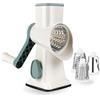 Dreamhigh® Taglia verdura Manuale, Mandolina verdura con 3 Acciaio Inox Pale Tamburo, Forte Aspirazione, Grattugia, per Cucina Patate, Carote, Insalate, Tritatutto(Bianco)
