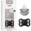 BIBS Supreme Ciuccio, 0-6 mesi, confezione da 2, Cloud/Black