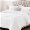 SLEEP ZONE Set di biancheria da letto di lusso per hotel, 3 pezzi, lavabile in lavatrice, leggero piumino alternativo con strisce ricamate, queen size (228,6 x 241,3 cm), strisce grigie
