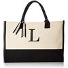 Mud Pie Classic Black and White Initial Canvas Tote Bags (L), 100% cotone, 43,2 x 48,3 x 5,1 cm