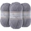 Utopia Crafts DK Double Knitting Yarn 3x 100g (Light Grey Heather)