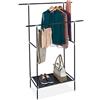 Relaxdays Stand Appendiabiti, in Metallo e Stoffa, con 2 Aste e Ripiano, Attaccapanni Doppio, 162 x 110 x 43 cm, Nero
