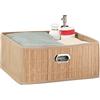 Relaxdays Contenitore Portaoggetti in bambù, Scatola da Bagno Quadrata, Misure HLP 14 x 31 x 31 cm, Pieghevole, Naturale