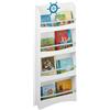 Relaxdays Libreria per Bambini, 124 x 50,5 x 15 cm, Scaffale a 4 Scomparti Porta Libri, Cameretta Bimbi, MDF, Bianco Blu