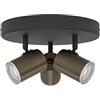 Eglo Plafoniera Consuma 1, faretto tondo 3 luci, lampada bagno a soffitto in metallo nero e bronzo, attacco GU10, IP44